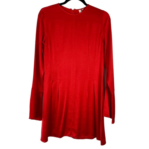 Treasure & Bond x Something Navy Sz XS Red A Line Flared Sleeve Mini Dress - Picture 2 of 14
